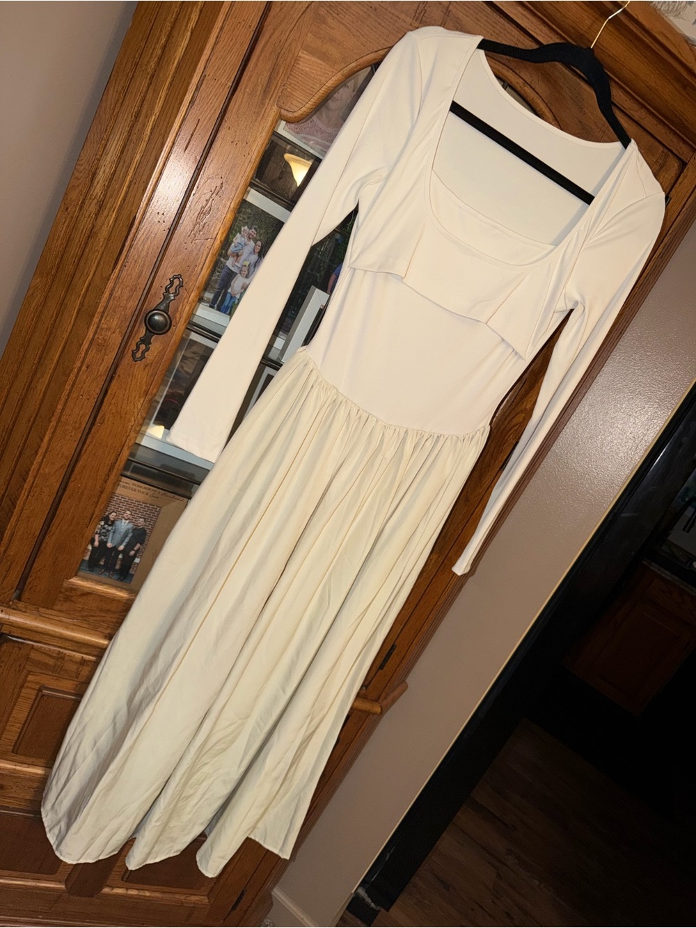 NWOT SMALL Long Sleeve Cream Maxi Dress with Scoop Neck. MUST BE BUNDLED